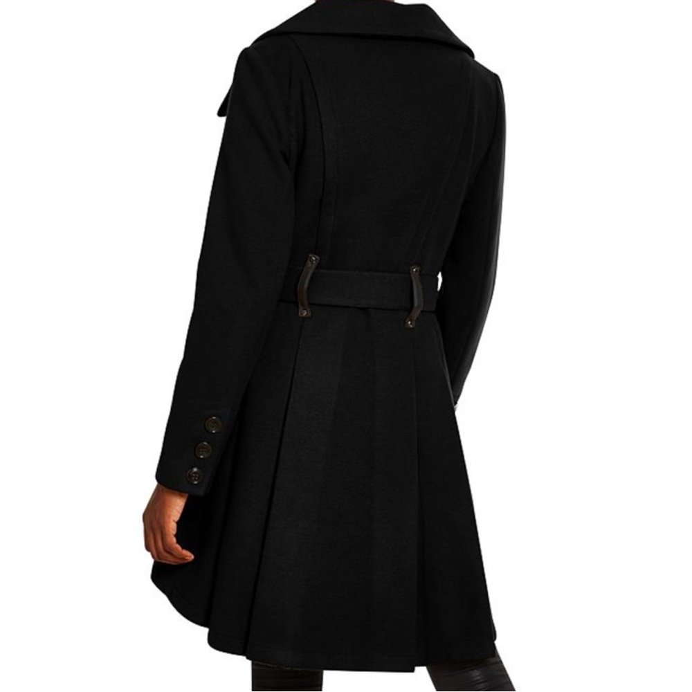 Steve Madden Juniors’ Black Belted Skirted Coat - Picture 16 of 16
